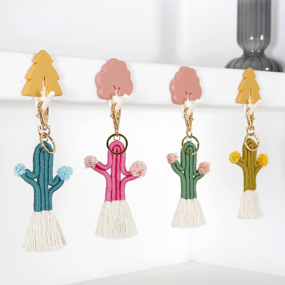 Wholesale hand woven Bohemian cactus keychain